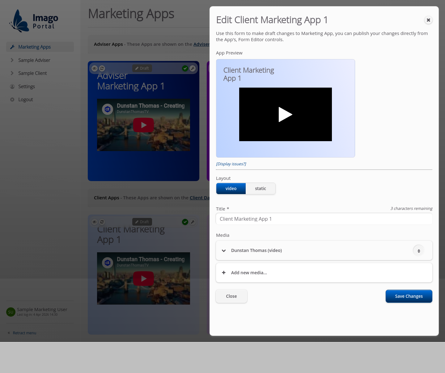 Role-Marketing > 01 Marketing Dashboard > Edit Marketing Apps